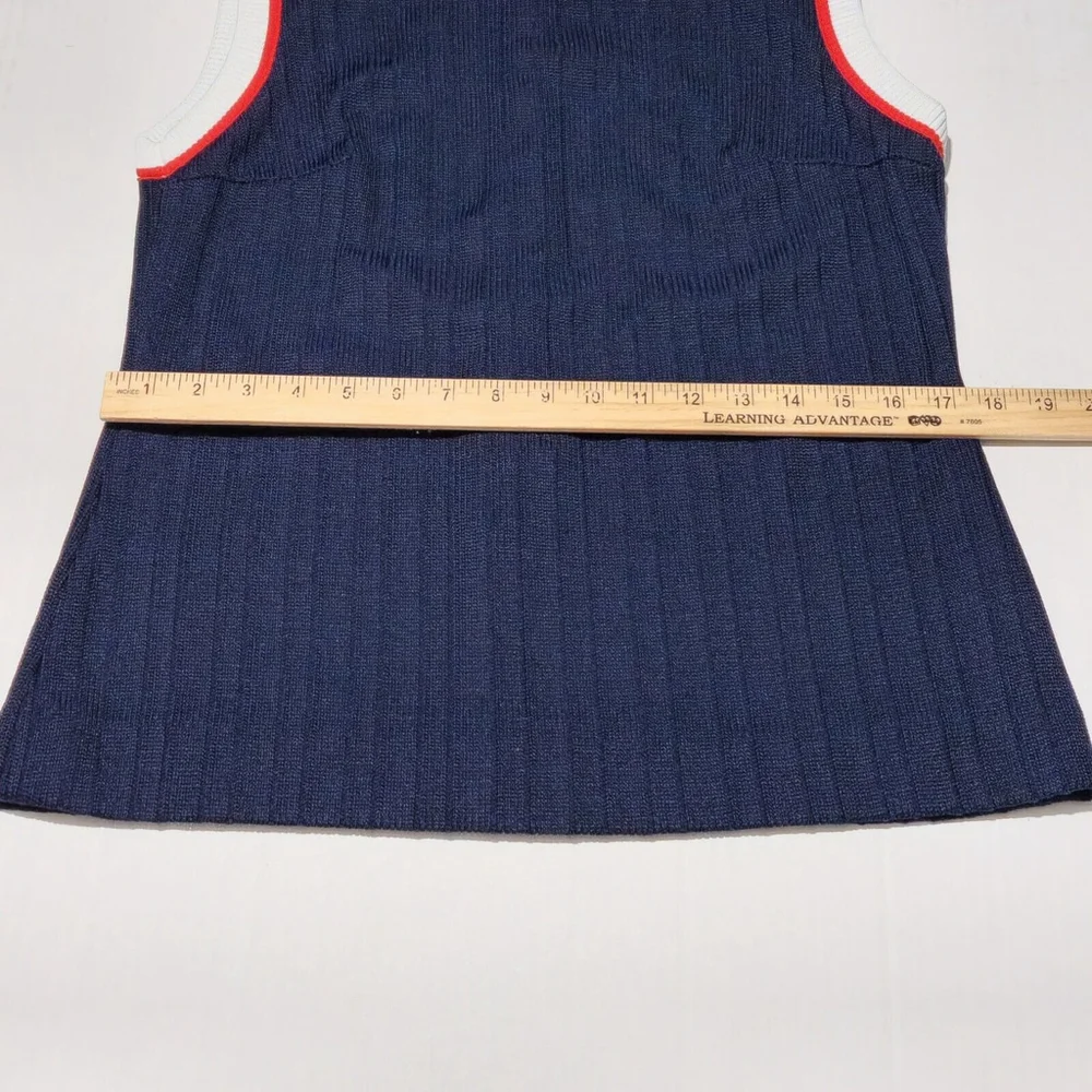 Iconic Wolf Brothers Of Florida Blue Cardigan Red White Stripes Pockets Size 14